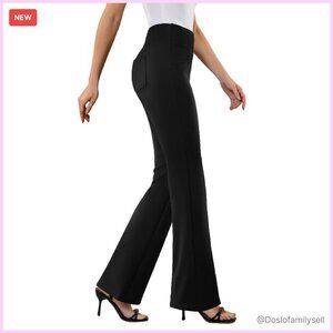 Stretchy Work Pants Bootcut Flare Business Casual Office Trousers Pull On